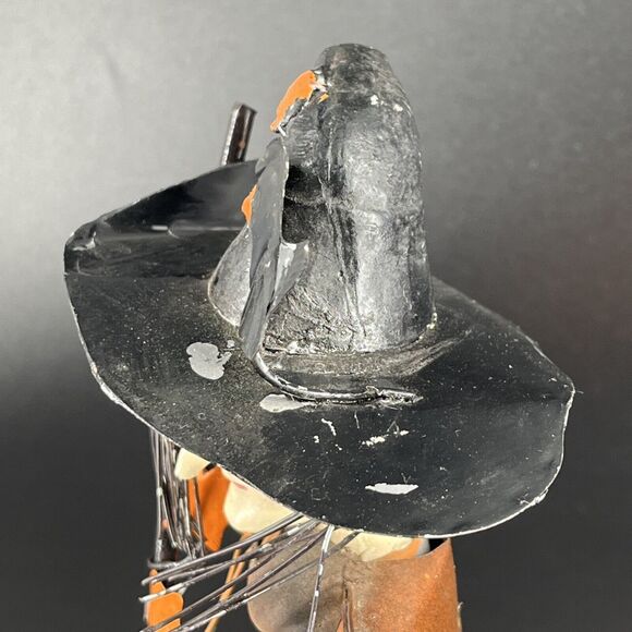 Halloween Decorative Scary Resin & Metal Witch Figurine Folk Art Rustic - Picture 7 of 15
